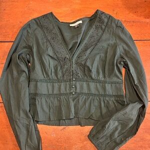 American Eagle Outfitters Green Button-Up Blouse